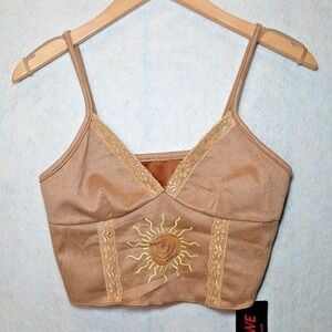 Romwe V Neck‎ Cami Tank Top Lace Whimsigoth Boho Fairy Romantic Small New